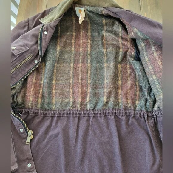 Vintage 90s Carhartt Mocha Brown Blanket-Lined Washed Duck Parka | Men’s M - Picture 4 of 16